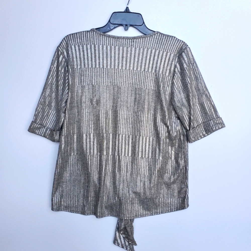 Metallic Gold/Silver/Pewter Top Short Sleeve Size M - Picture 7 of 13